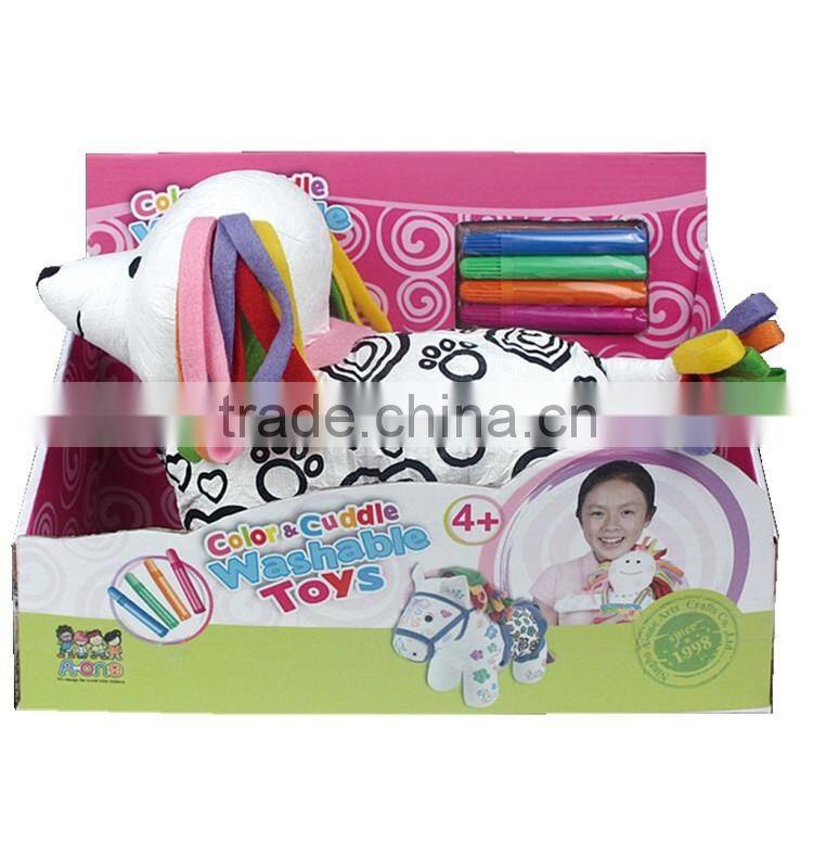 DIY Toy Coloring Washable Dog with 4 Markers