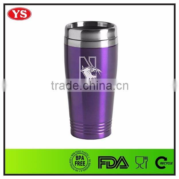 FDA certification 16 ounce Double wall stainless steel car travel mug for coffee