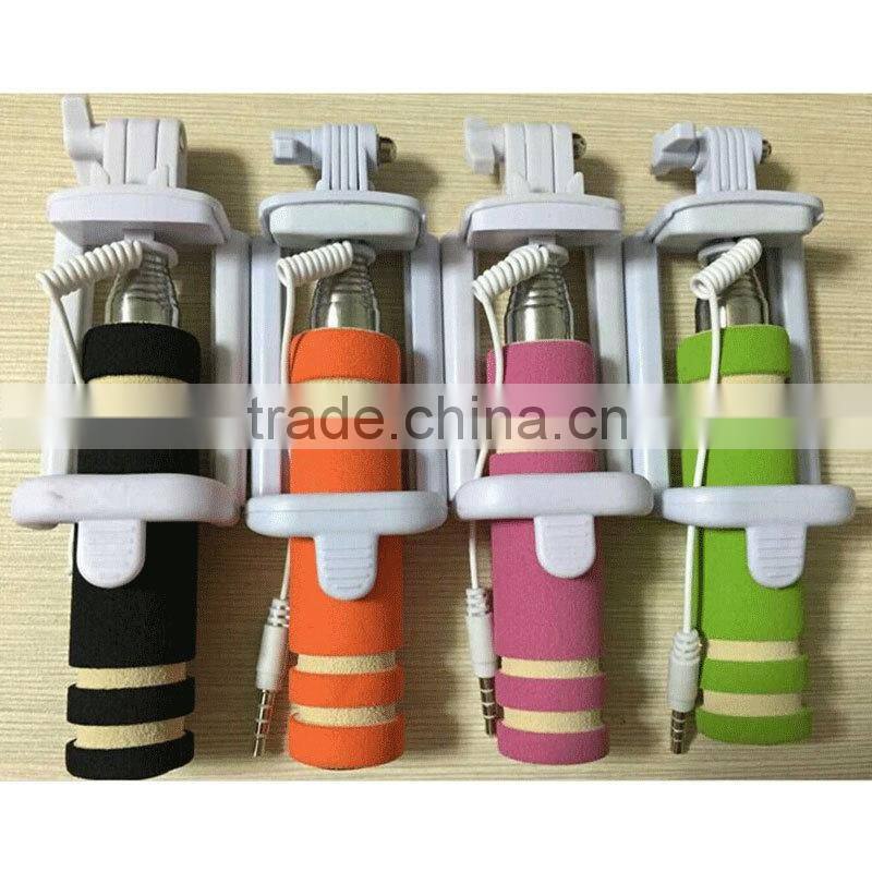 2015 Top Hot 13.5cm Super Mini Wired Selfie Stick Handheld monopod mini selfie stick pocket selfie stick