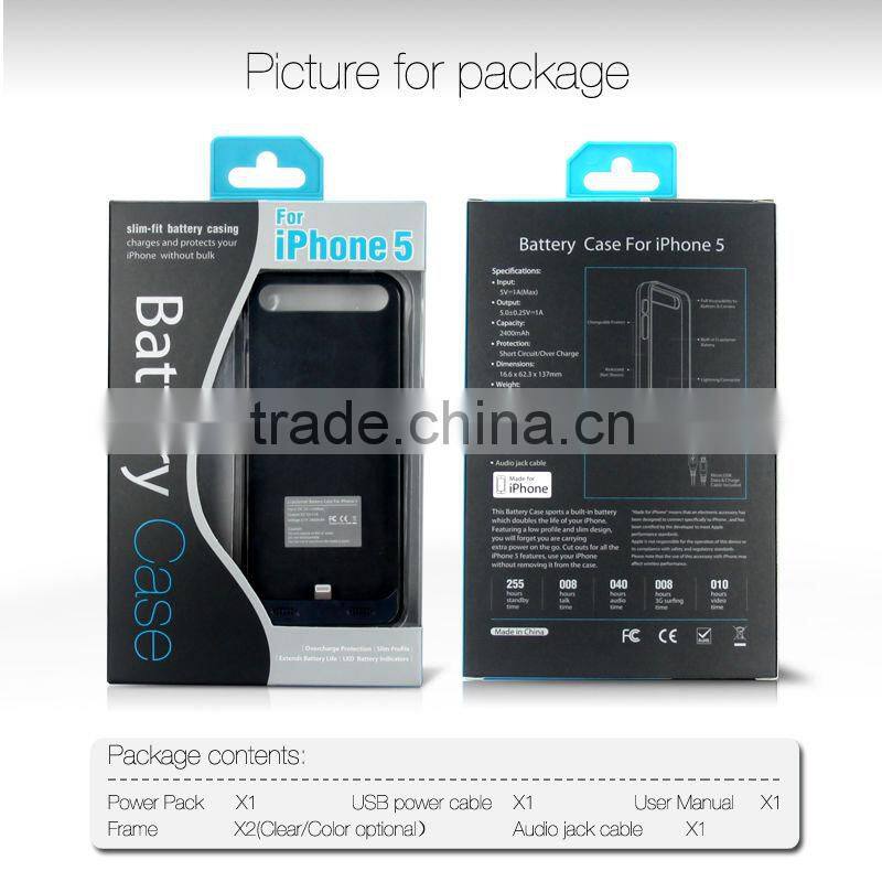MFi charger for apple iPhone 55s booster battery power case with 2200mAh original connector