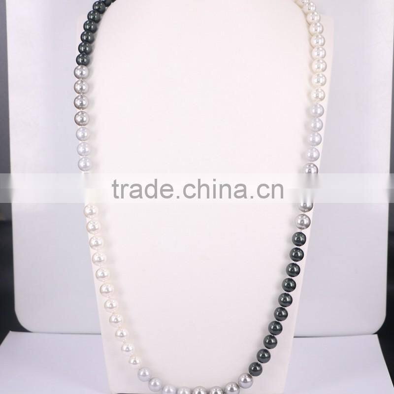 Round Shell Pearl Necklace, Shell Gem Beaded Necklace