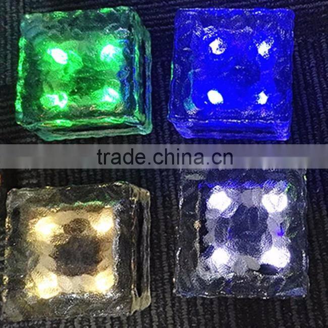 Outdoor home garden led paver light glass solar ice brick light