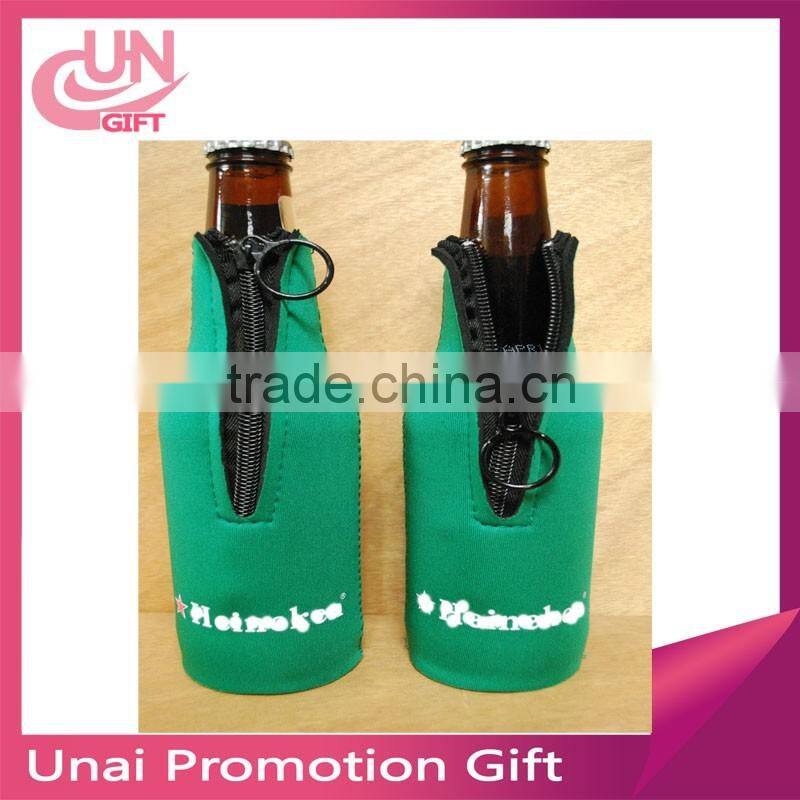 Promotional High Quality Fabric Bottle Holder Lanyard With Zipper