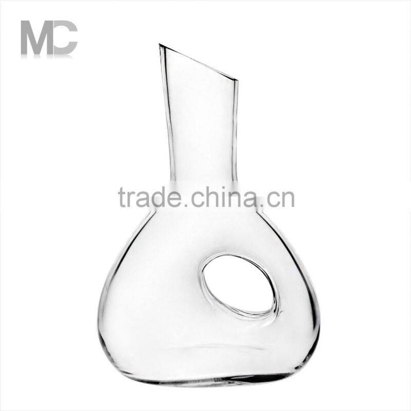 Hand blown antique clear glass wine decanters with handle