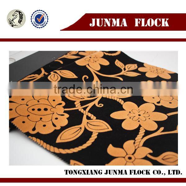 Yellow black flower pattern China home textile city design flocked, car seat fabric