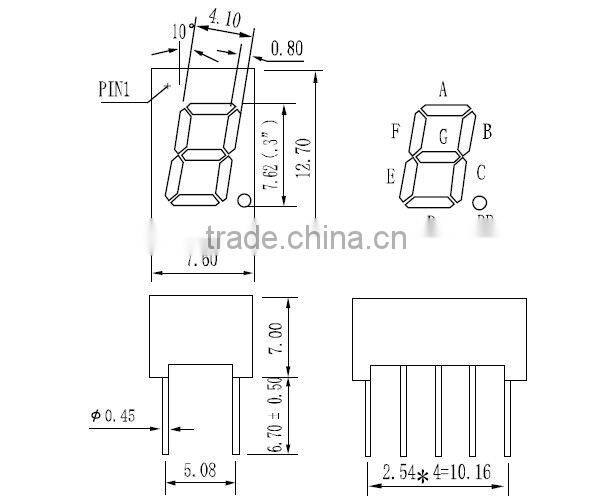 0.30 inch led numeric display single digit orange color