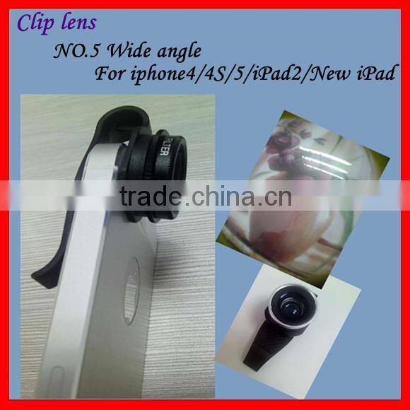 External clip lens Wide angle lens with clip for iphone4 iphone4s iphone5/ipad2/new ipad retail package