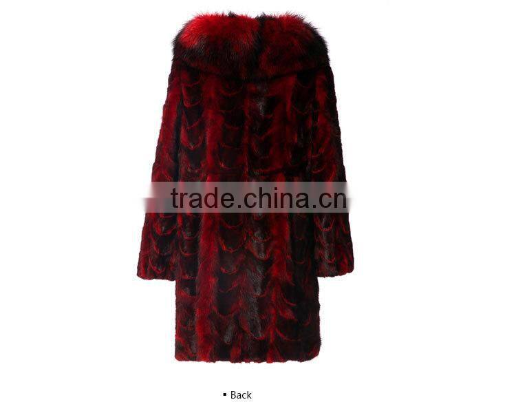 Fashion mink fur coats with fox collar jackets