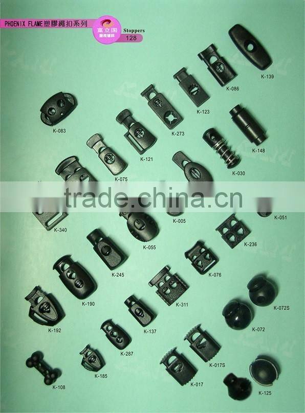 Popular bottle shape custom drawstring cord lock plastic cord stopper black cord stopper