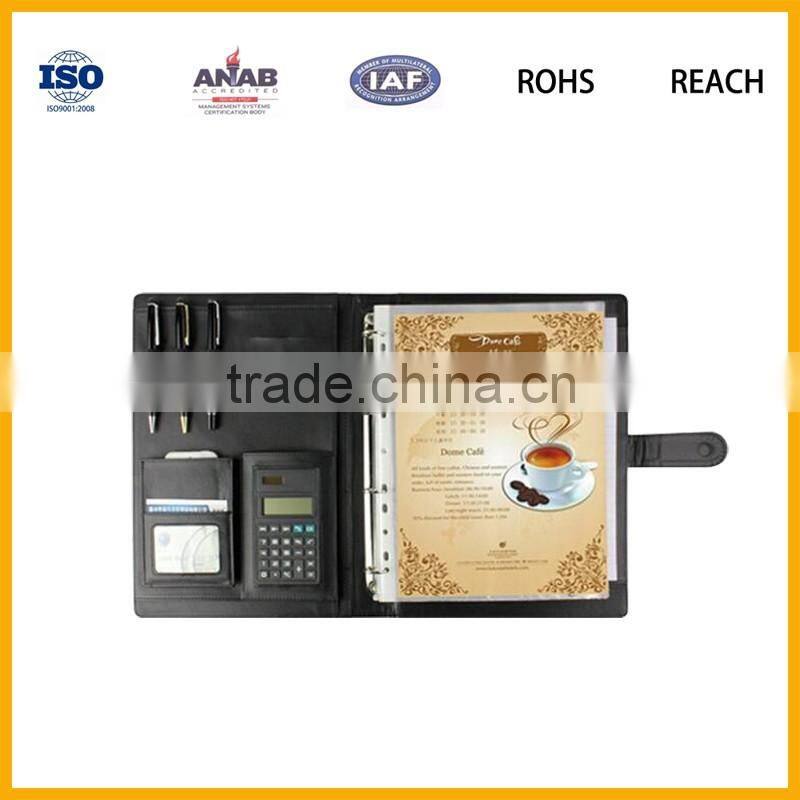 Black Executive PadFolio Case with Notepad Holder and Pockets for iPad