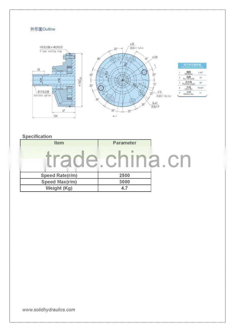 High strenght body NB-A 14 oil transmission pump use for internal combustion pressure forklift