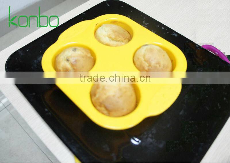 Silicone 4 cavities cup muffin baking mould cake pan