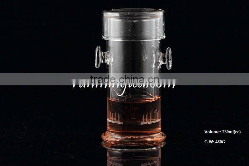 Borocilicate Tall Glass black Tea Maker With Two Round Handles&Glass filter