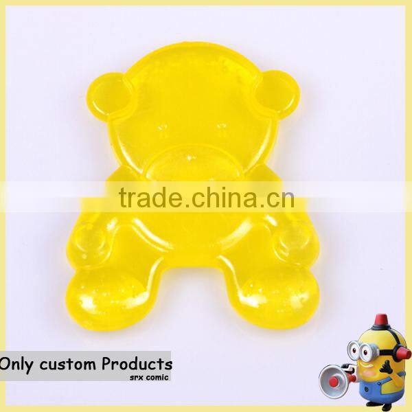 Customized bear shape soft plastic baby teether rings/ make baby teether soft rattle chewable plastic toys manufacturer
