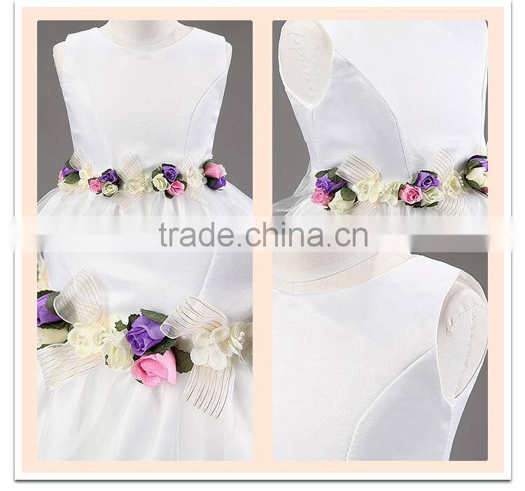 Embroidery High Quality Flower Girl Dress Ball Gown Scoop Bow Back Lace Flower Girl Dresses Kids Girl Party Wear