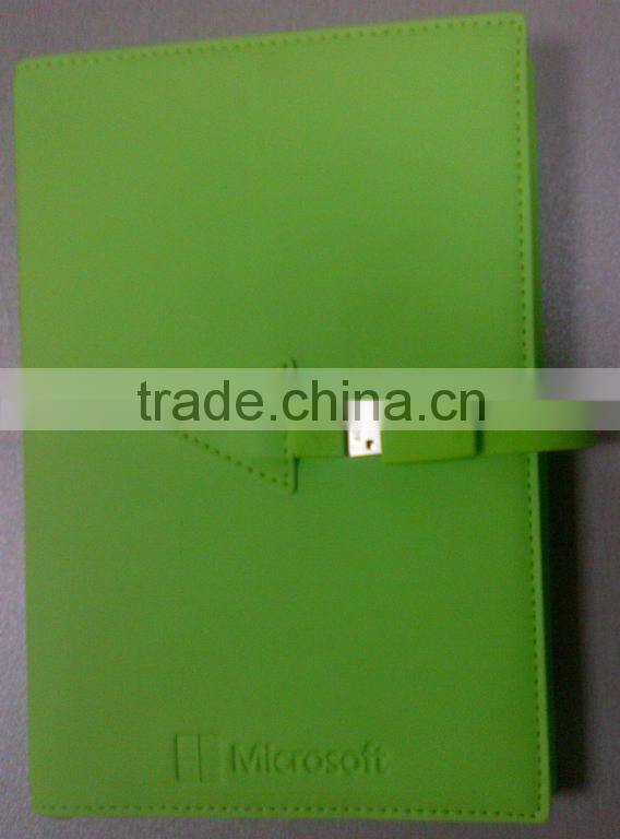 8GB capacity green leather usb notebook