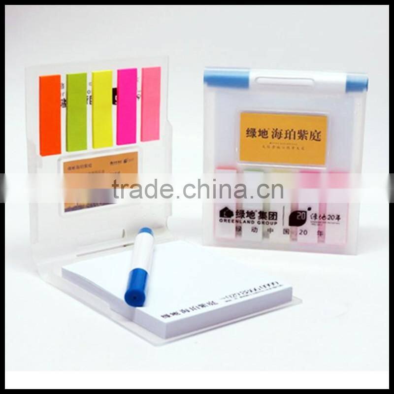 Custom new office gift sticky memo pads with marker pen and colors lables