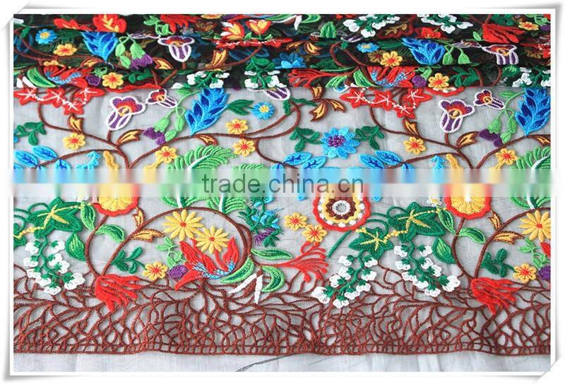 New arrival Ethnic Fashion Allover colorful african embroidered fabric for clothing