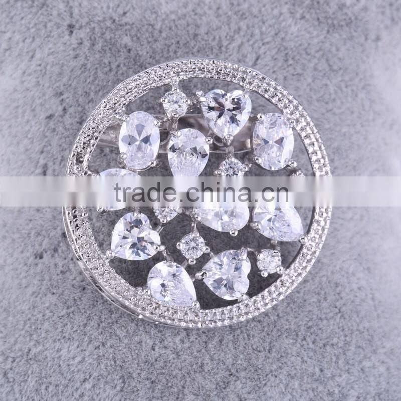 high quality flower round shape 925 sterling silver jewelry brooches for wedding