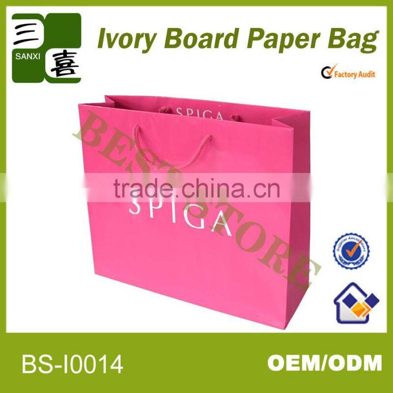 Pink color with butterfly ribbon printed gift paper shopping bag