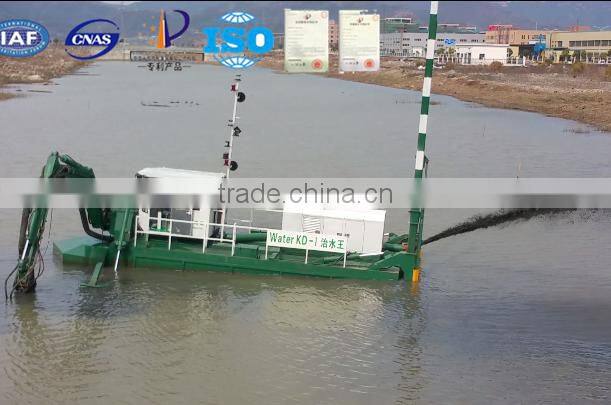 Amphibians excavator type dredging boat