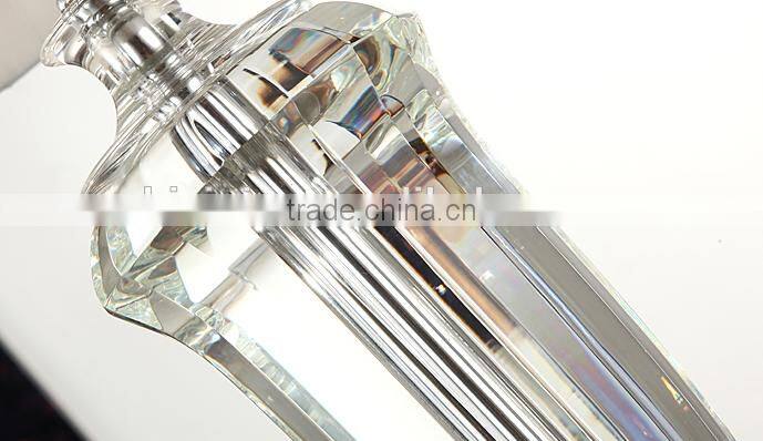 Silver plated metal lampstand clear K9 crystal carving table lamp with fabric lampshade