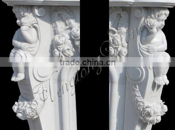 White Marble Fireplace Surround with Angel Statue