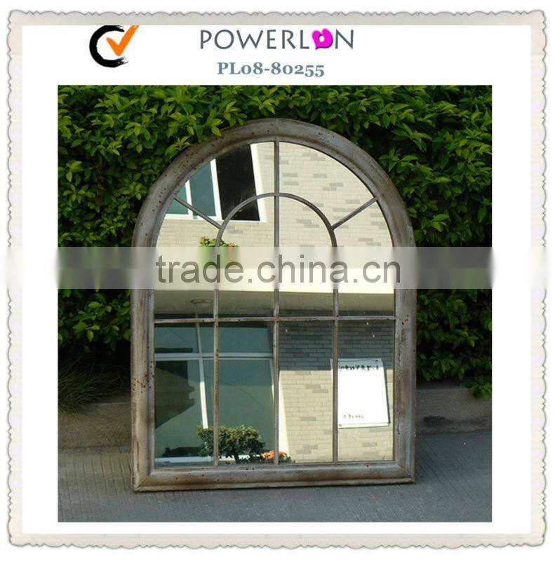 Antique Iron Frame Garden Round Wall Mirror