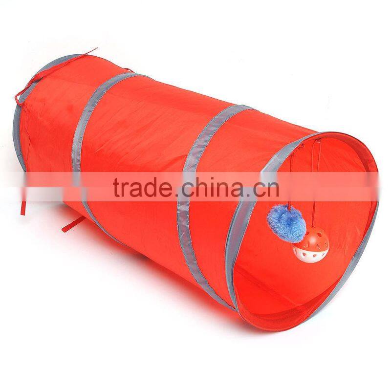 Pet Cat Kitten Small Foldable Collapsible Tunnel Dangling Bell Play Toy