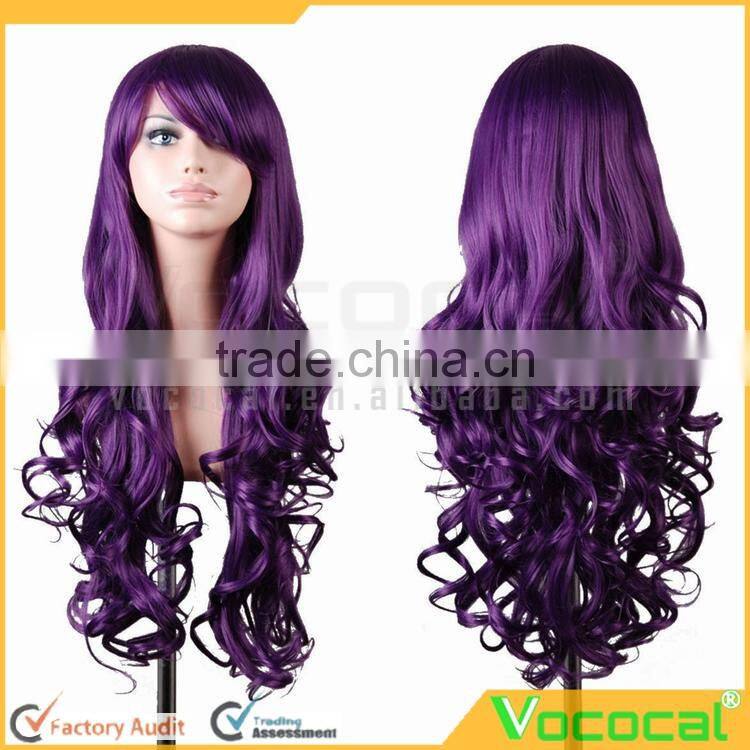 80 cm Long Fashion Synthetic Colorful Red Purple Brown Black Party Cosplay Hair Wigs