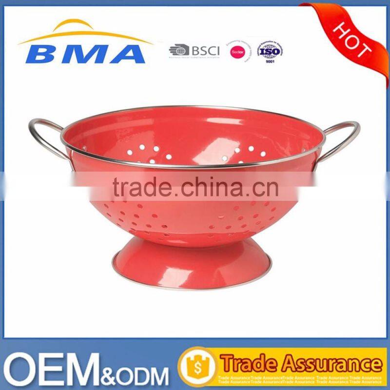 Red Powder Coated Stainless Steel Colander For Kitchen Food Washing