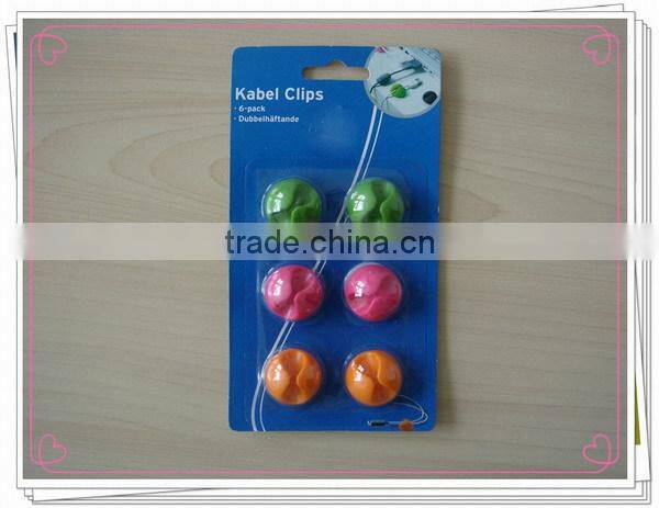 Multi-purpose cable clips bright colors pack of 6