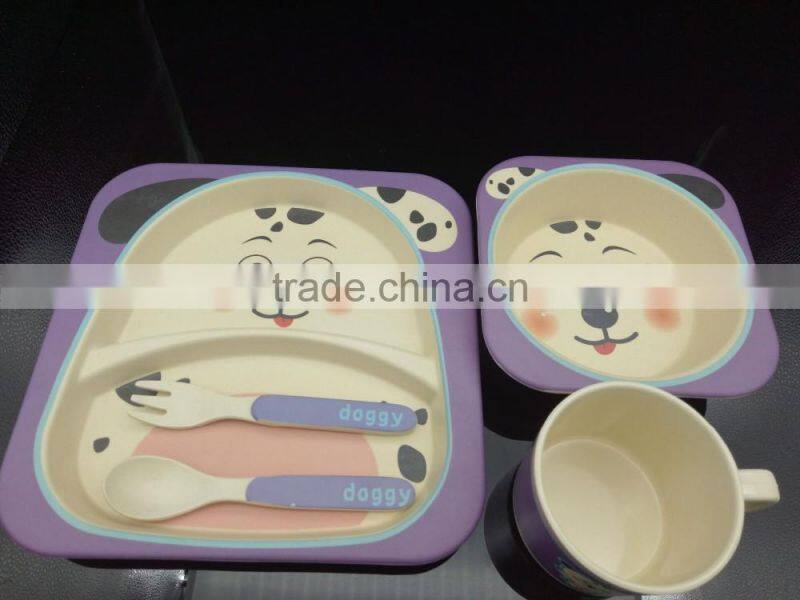 factoy printing bidegradable bamboo fibre kid's dinnerware set