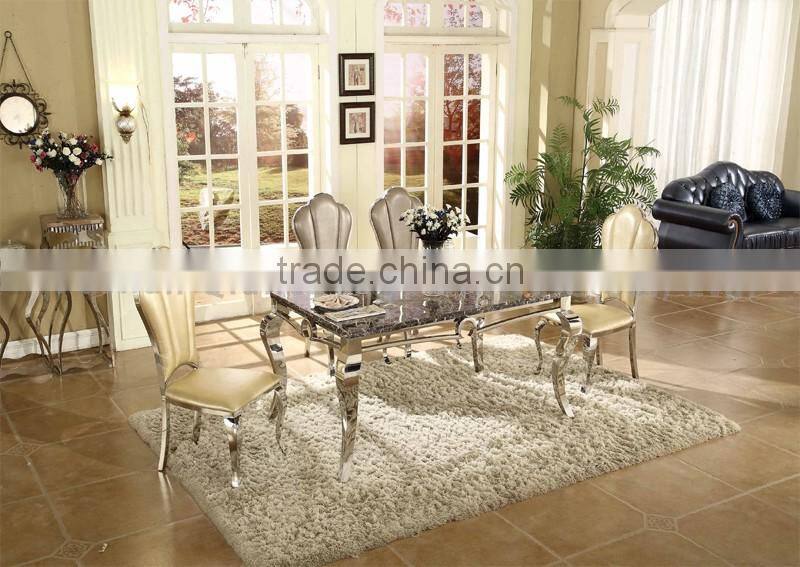 Stainless Steel Support Mirrored Marble Side Table