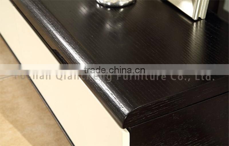 Metal remote controlled tv stand with white lacquer wooden drawer