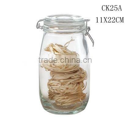 zibo cheap simple clear airtight empty glass jar with clamglass lid