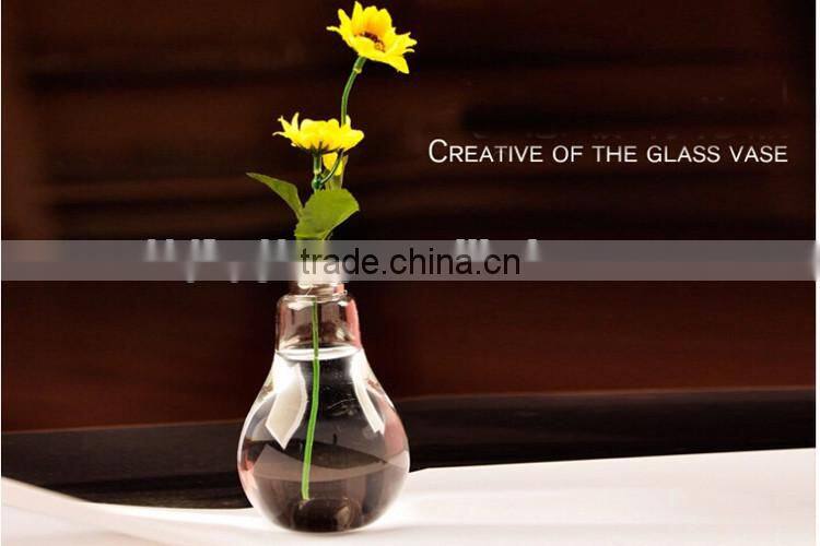 mini unique bulb light shape glass vase
