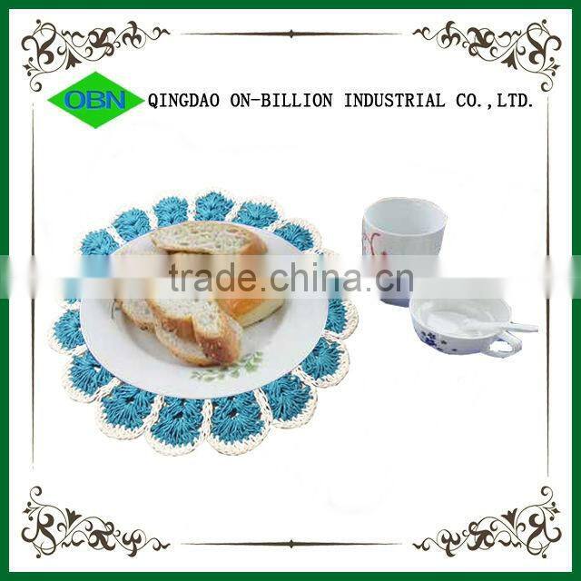 Cheap flower shaped round paper woven placemat