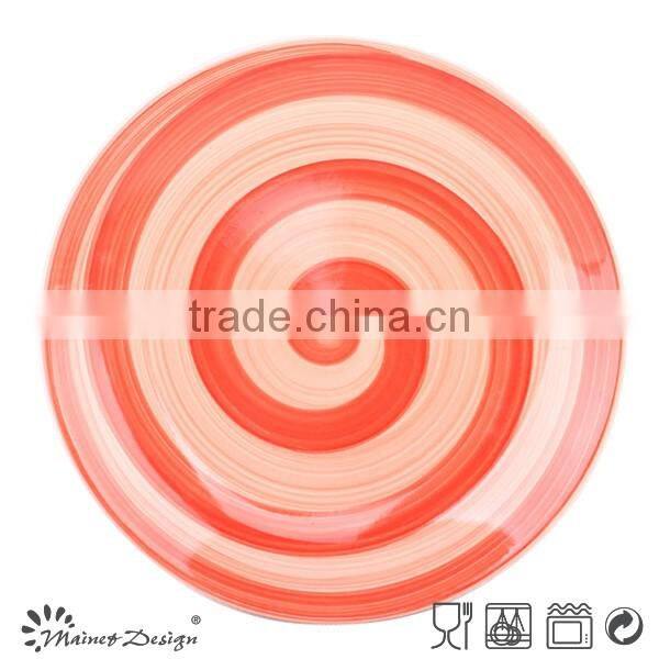 Colorful Handprinting Ceramic Round Plate cheap stoneware dinner plate