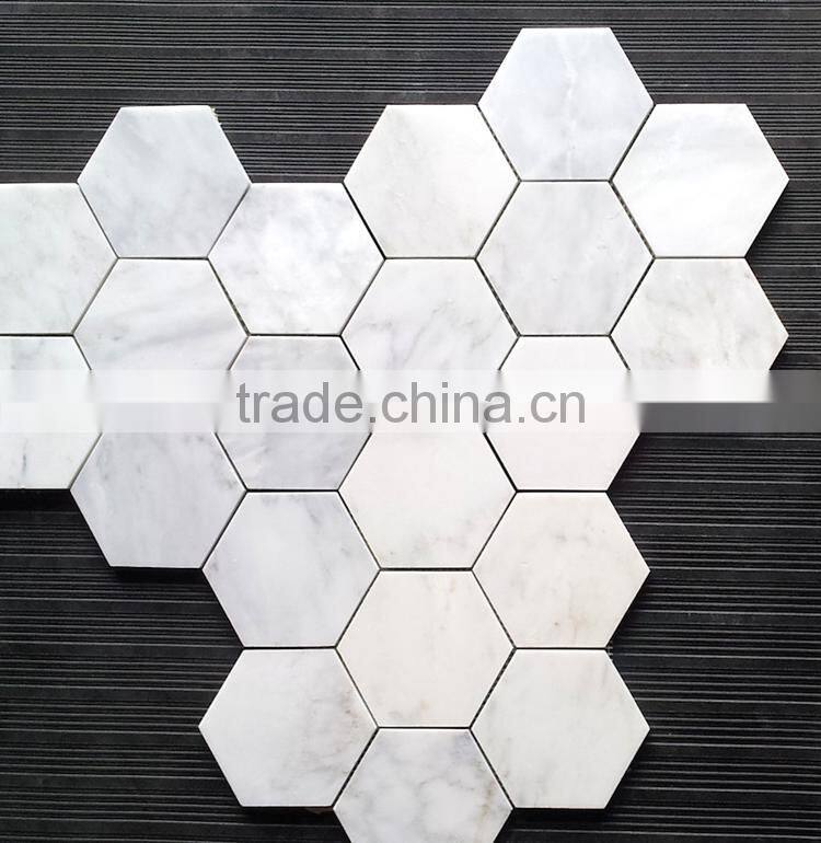 MM-CV247 Factory direct sale modern natural stone hexagon carrara white marble mosaics