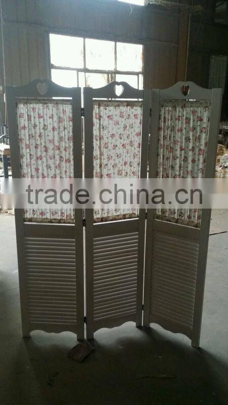 Solid wood folding screen with shutters