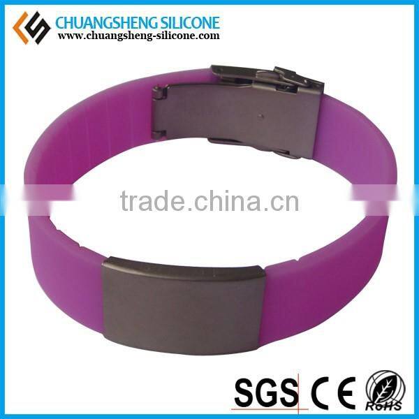 Hot sale Steel piece silicone ID bracelet
