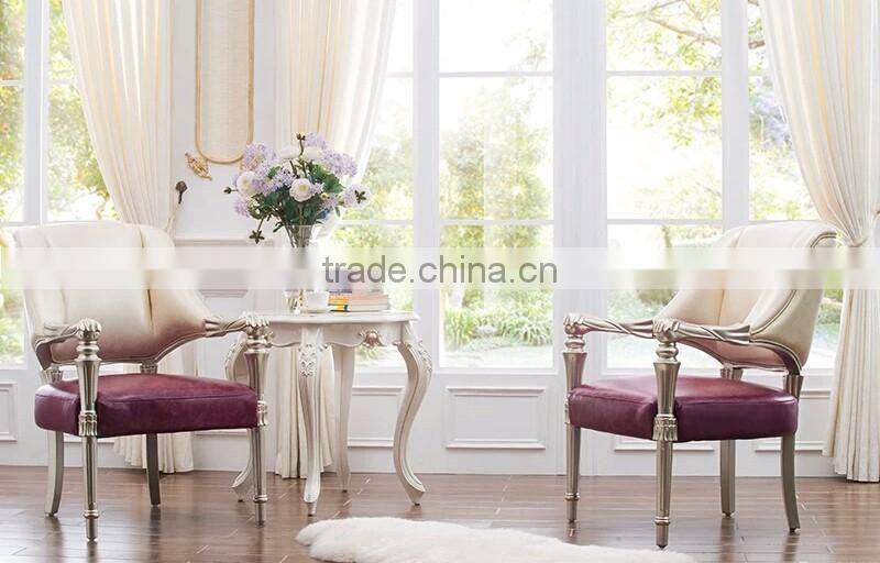 New Arrival Luxury Elegant European Style Queen's Armchair Made of White and Purple Leather BF12-04054a