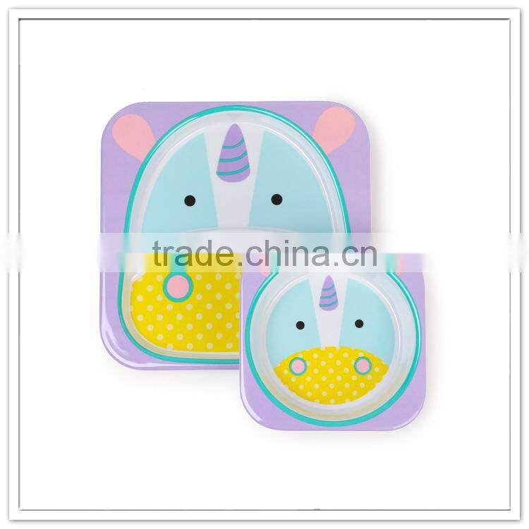 SGS/FDA/LFGB/CE/EU standard 2pcs cow design wholesale cheap plastic melamine janpanses lovely fine children dinner set