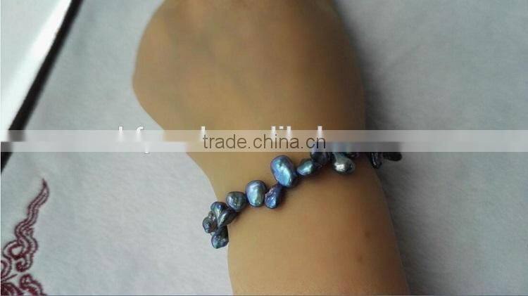 4-5mm black baroque freshwater pearl bracelet