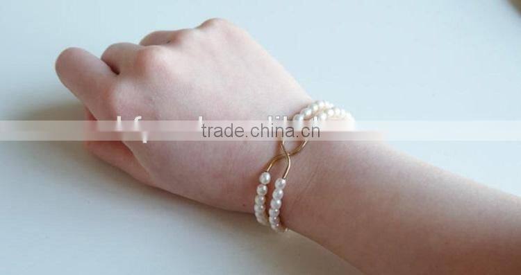 trendy 4-5mm white rice shape freshwater pearl bracelet