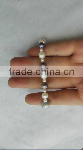 Grade AA multicolors 3-10mm round freshwater pearl bracelet