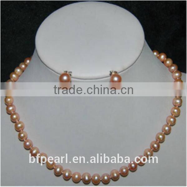 Pearl Necklace and Earings Jewelry Set