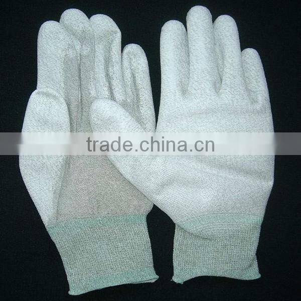 White PU white nylon inspection gloves