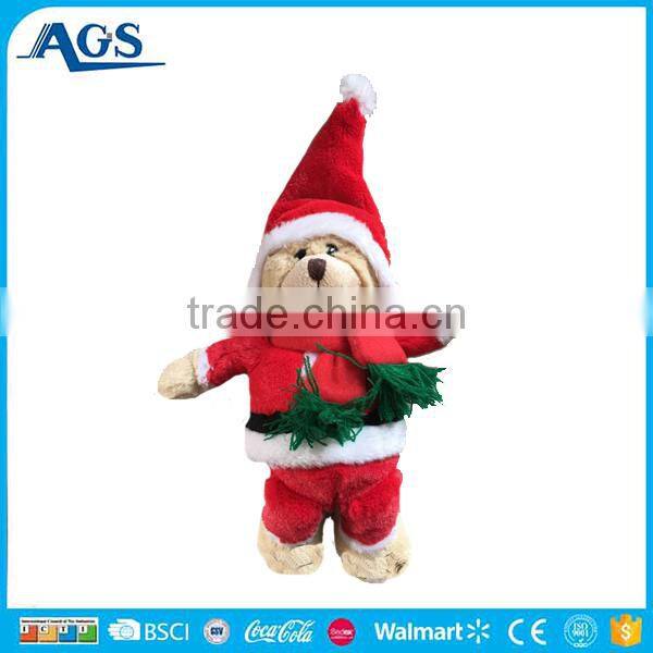 christmas plush toy cute lint bear wearing christmas decoration suit